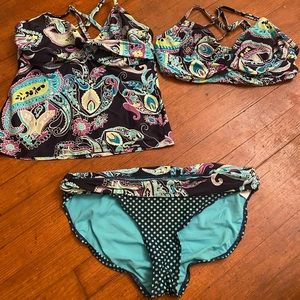 Athleta tankini top, bikini top, and bottom - 3 pieces